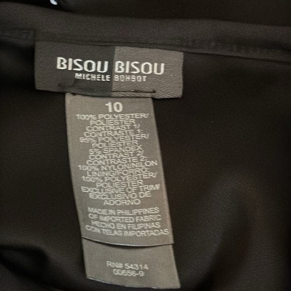 BISOU BISOU Little Black Dress Mini Sheer Long Slit Sleeve Sequin Party Size 10 - Picture 6 of 7